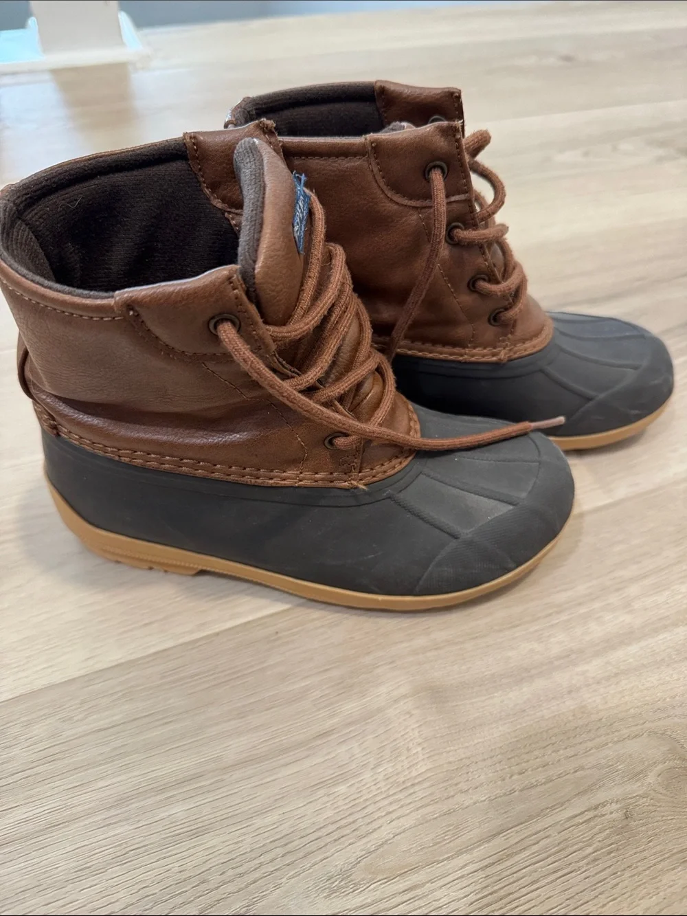 Sperry Kids Brown Leather and Black Rubber Winter/ Rain Boots